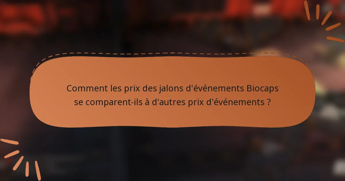 Comment les prix des jalons d'événements Biocaps se comparent-ils à d'autres prix d'événements ?